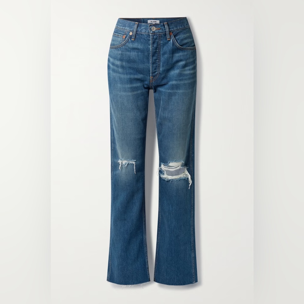 RE/DONE + NET SUSTAIN 90s High Rise Loose distressed straight-leg jeans Size 28
